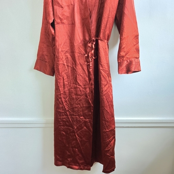 New Zara Woman Collection ZW Satin Effect Wrinkle Wrap Kimono Robe Dress NWT - Picture 10 of 12